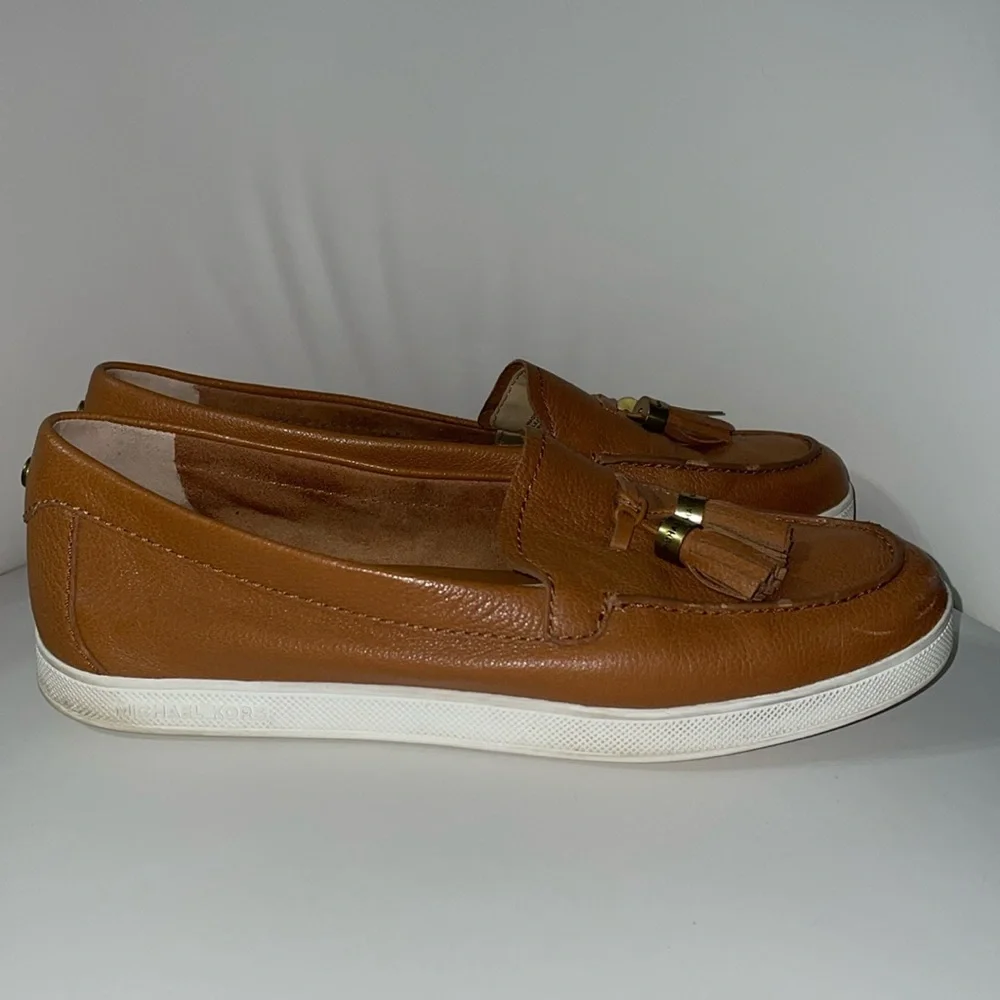 MICHAEL Michael Kors Callahan Camel Leather Tassel Moccasin Slip on Loafer‎ 8 M